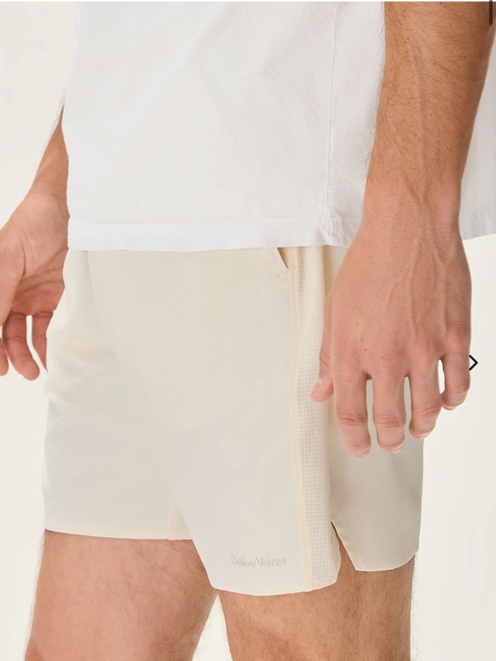 NWT Outdoor Voices Men's XXXL High Stride 7” Shorts with Pockets Cream Running